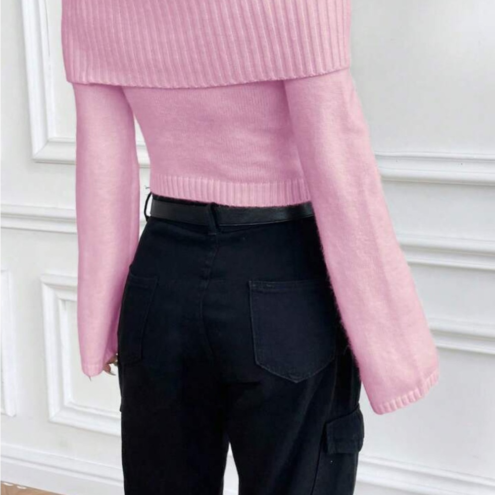 Pink Off-Shoulder Women Sweater - Picture 2 of 4